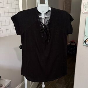 Sunday Elegant Black Lace-Up Top